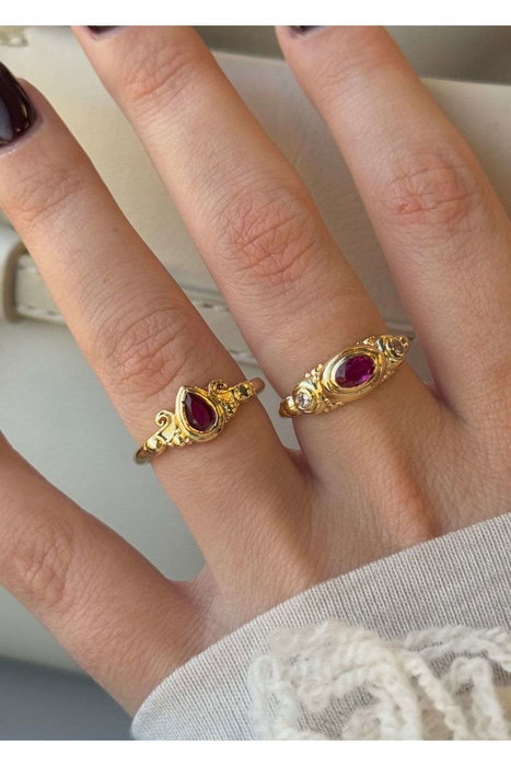 Heliophilia Silver Anillo de Latón Rojo con Revestimiento de Laca